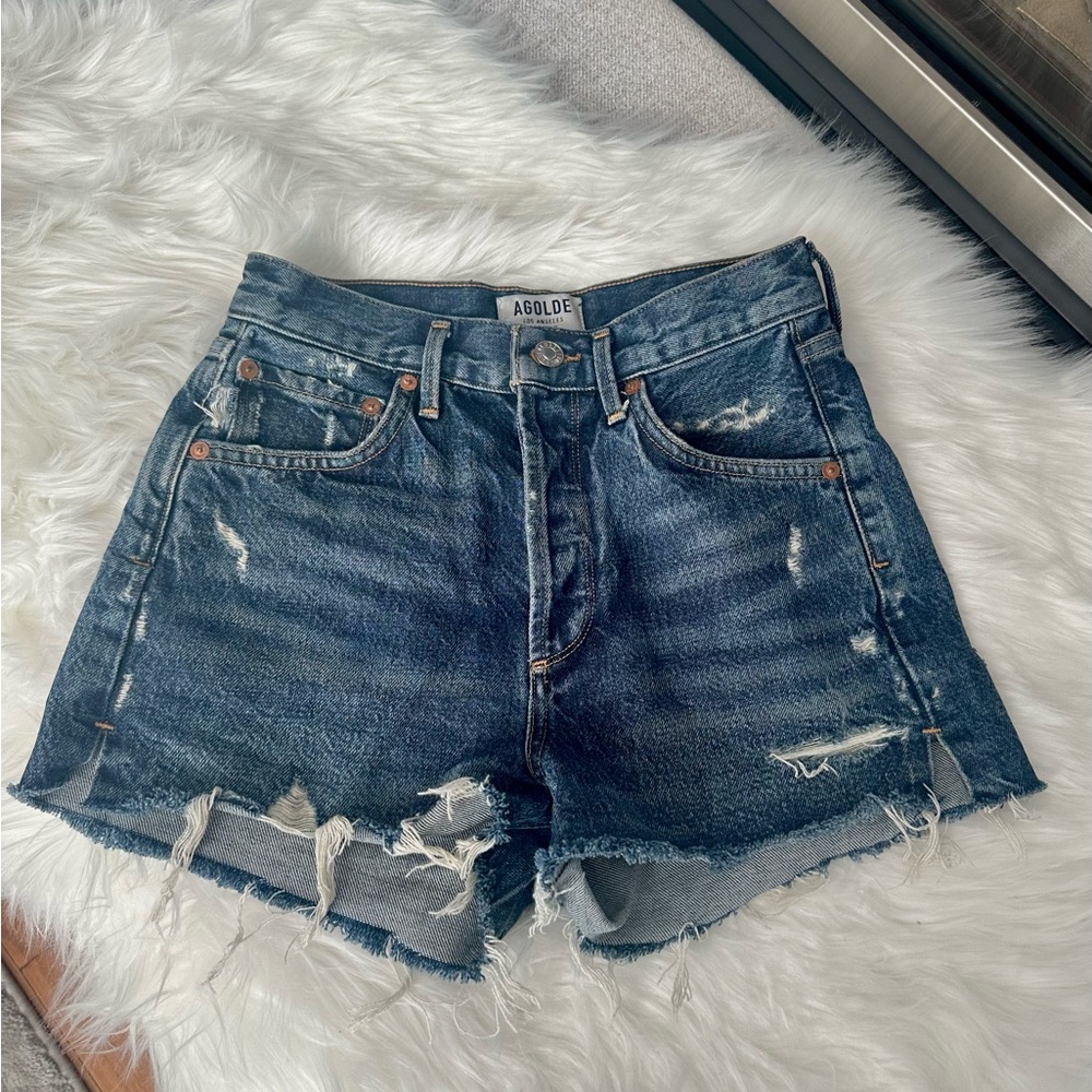 AGOLDE Parker Jean Shorts Dark Wash Denim - Size 24